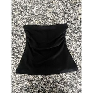 Emerson Jang Ruched Taffeta Bustier Top Womens Large Black Strapless Classic